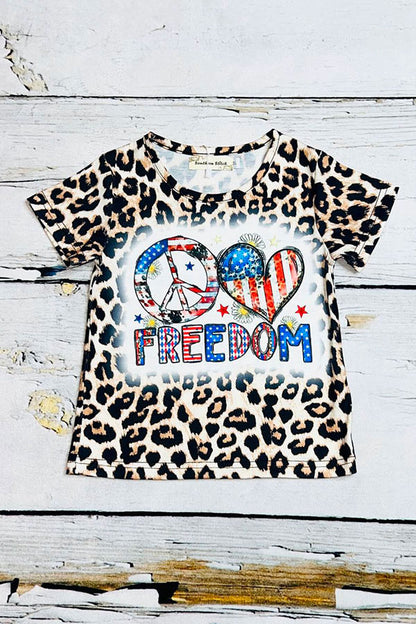 4th July FREEDOM Patriotic print short sleeve t-shirt XCH0899-3