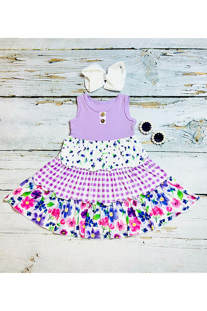 Sleeveless 4 layers patchwork summer girls dresses DLH2381