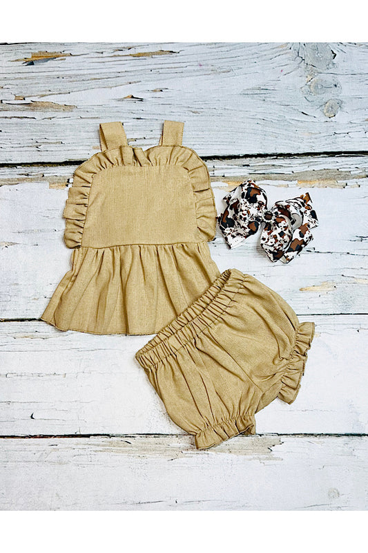 Grey ruffle & shorts summer baby clothing sets DLH2377