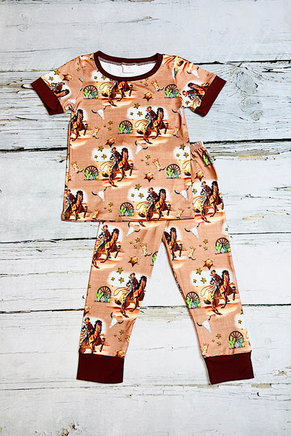 Western horse print two piece girls clothing sets 1122WY