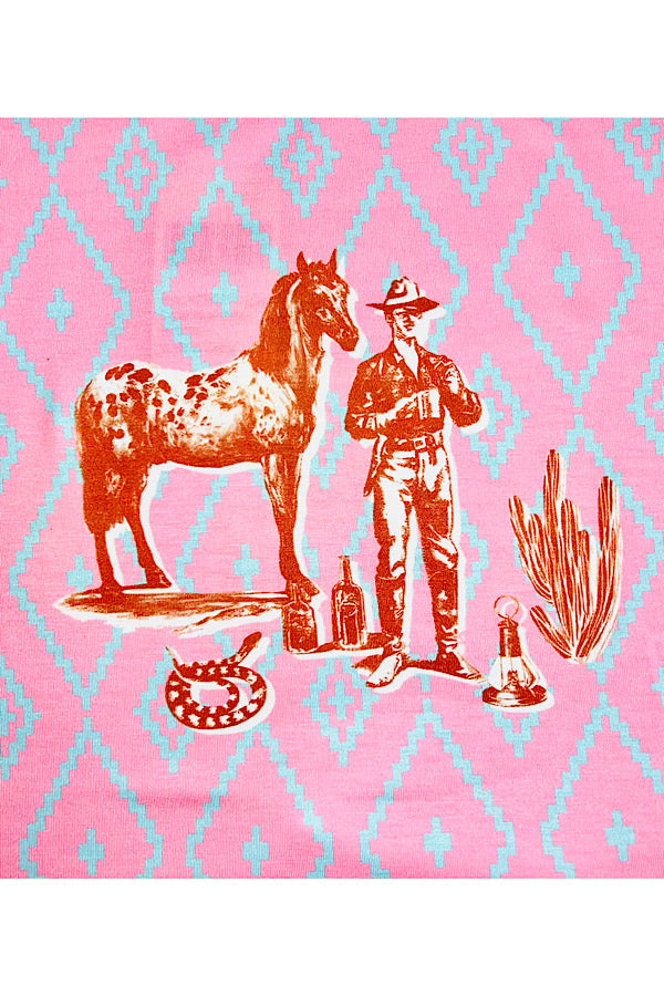 Cute horse cactus western print 2PC girls set XCH0777-15H