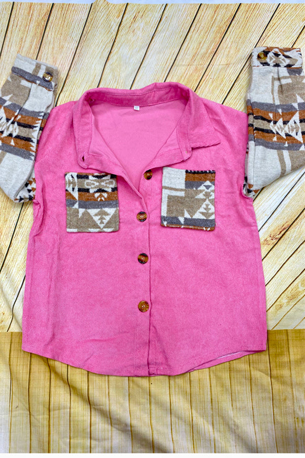 Serape long sleeve pink girls shirts DLH2722