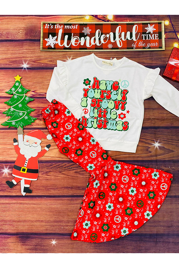 "have yourself a groovy little Christmas" Top pant 2pc sets XCH0018-9H