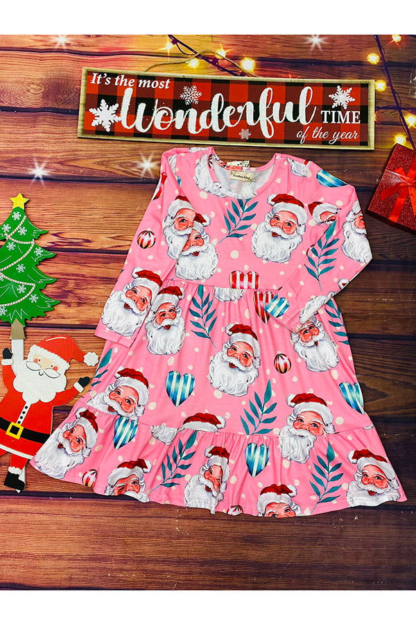 Santas & Hearts & Balls print long sleeve dress XCH0017-2H