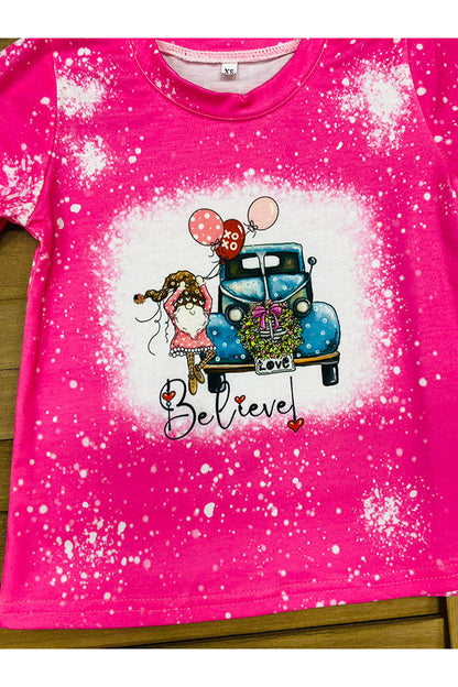 "Believe" & Car & Balloon print tie dye short sleeve t-shirt DLH2588