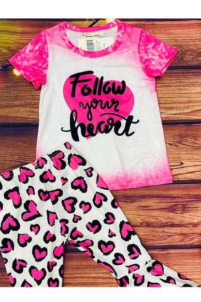 "Follow Your Heart" Print Tie dye 2pcs set XCH0015-26H