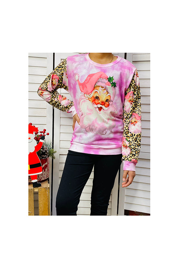 Kids Santa & Leopard print long sleeve sweatshirt XCH0011-6H