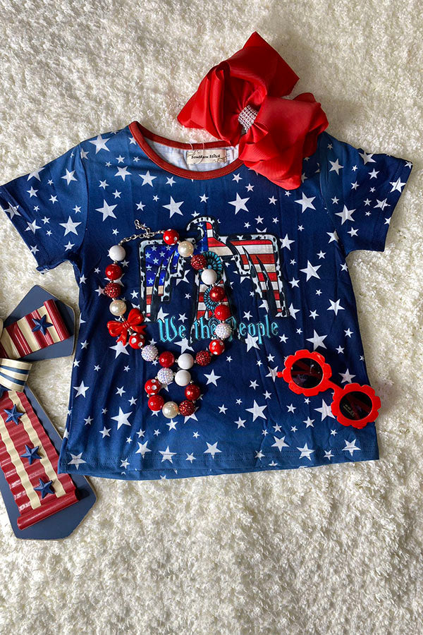 4th July Patriotic "WE THE PEOPLE" navy blue eagle & stars t-shirt XCH0660-1