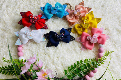 4.5Inch Minnie sequin & ribbon girls hairbow 6pcs-10usd