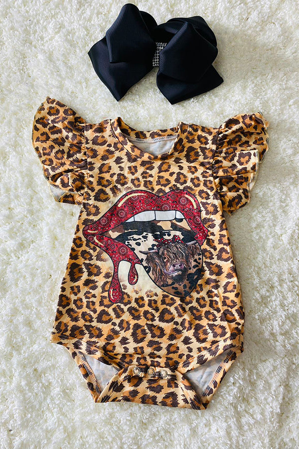 Leopard open lips & cow baby onesie DLH1224-11