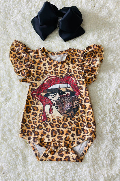 Leopard open lips & cow baby onesie DLH1224-11