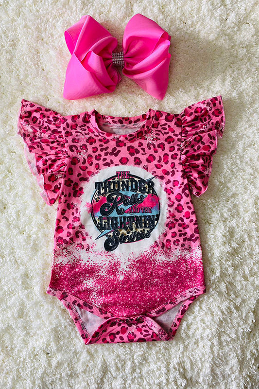 "THE THUNDER ROLLS..." pink cheetah baby onesie DLH2311
