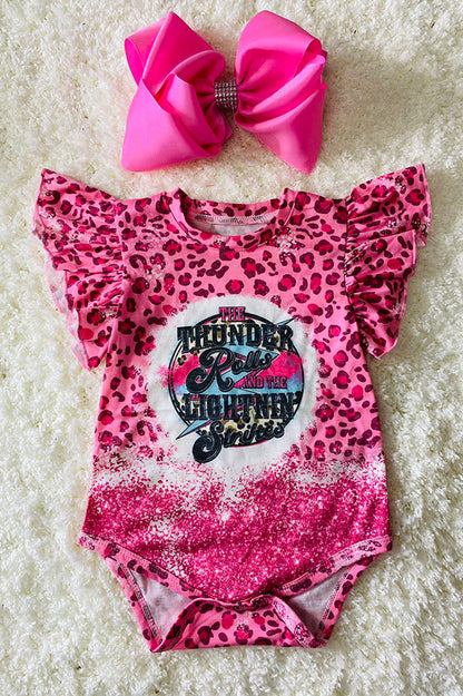 "THE THUNDER ROLLS..." pink cheetah baby onesie DLH2311