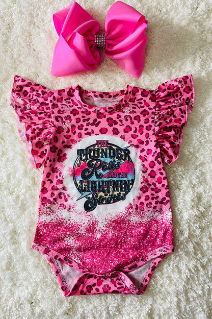 "THE THUNDER ROLLS..." pink cheetah baby onesie DLH2311