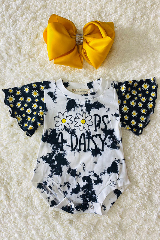 XCH0999-11H Daisy prints short sleeve tie dye baby romper