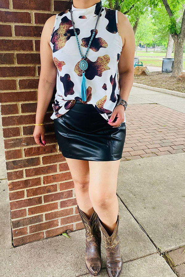 BQ14112 BLACK LEATHER SHORT SKIRTS