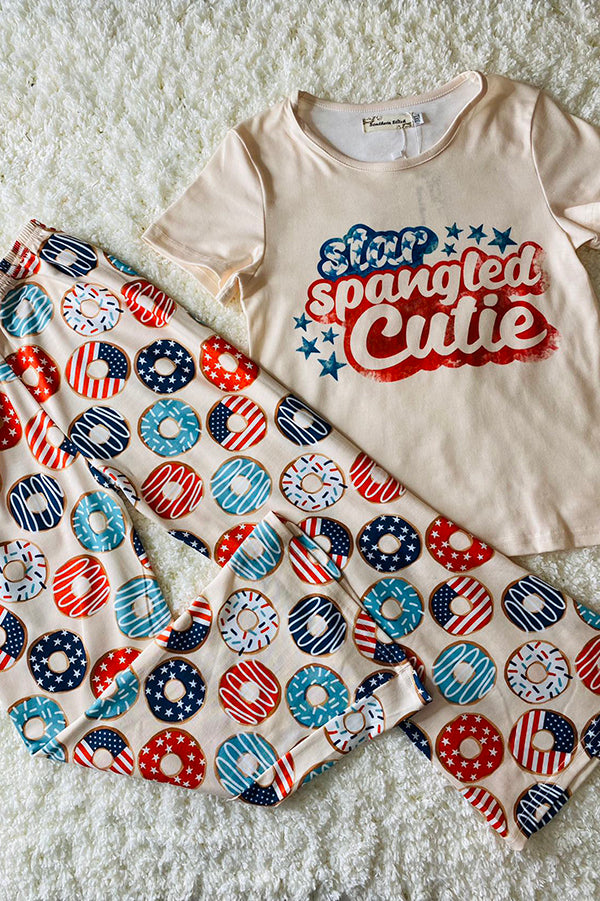 "STAR SPABGLED CUTIE" patriotic donut 2pc set XCH0666-9H