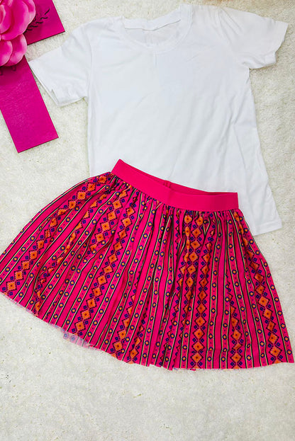 Western white top mesh serape skirt girls boutique set DLH2786