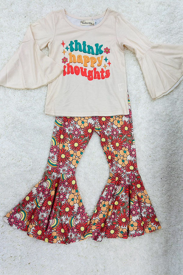 "think happy thoughts" multicolor flower 2pc set XCH0013-19H