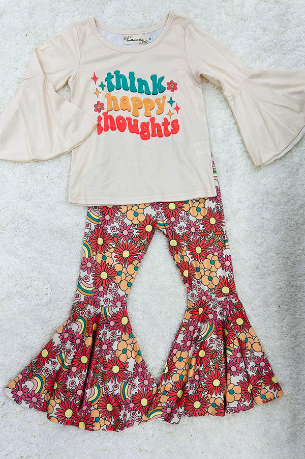 "think happy thoughts" multicolor flower 2pc set XCH0013-19H