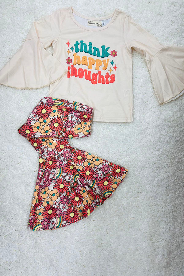 "think happy thoughts" multicolor flower 2pc set XCH0013-19H