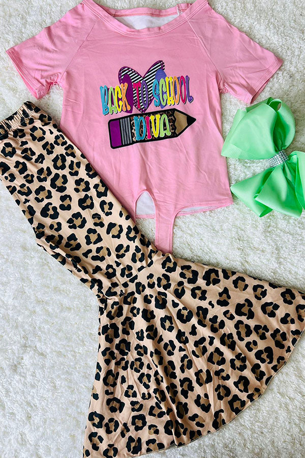 "BACK TO SCHOOL DIVA" pink & cheetah 2pc set DLH2519