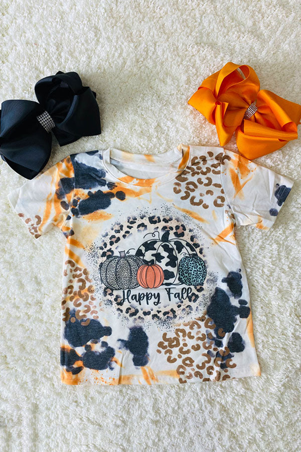 "HAPPY FALL" washed pumpkin top DLH2624