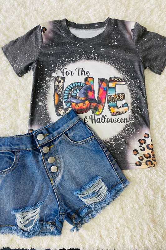 "FOR THE LOVE OF HALLOWEEN" gray t-shirt DLH2613