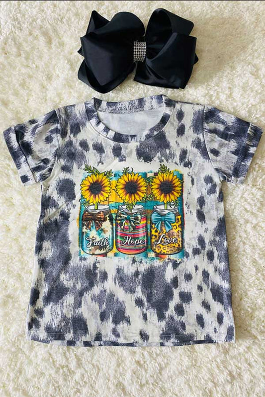 Girls t-shirt wholesale Masson jars FAITH HOPE LOVE printed girls top D0923-09