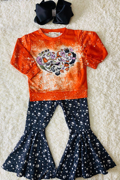 Bleached Halloween prints 2pc sweatshirt set XCH0010-5H