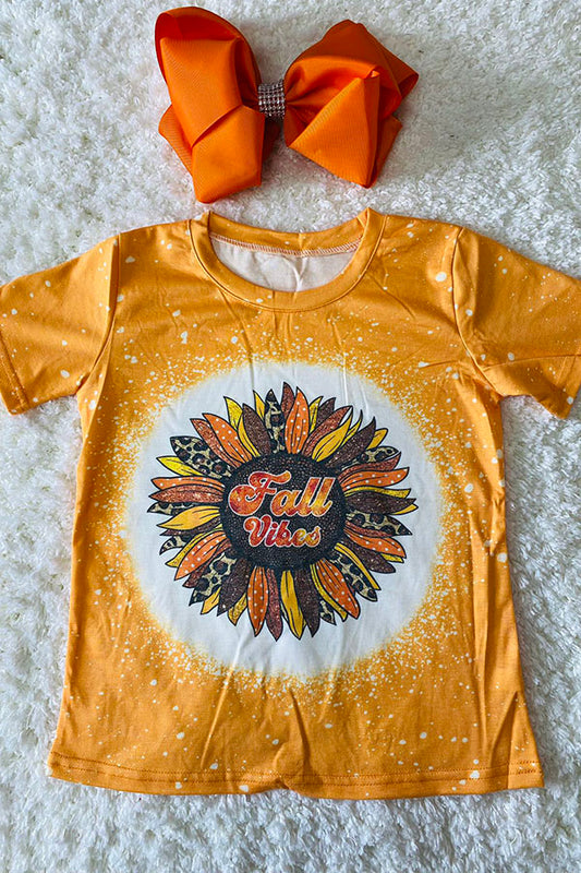 DLH2589 Fall Vibes & sunflower prints yellow girls top wholesale