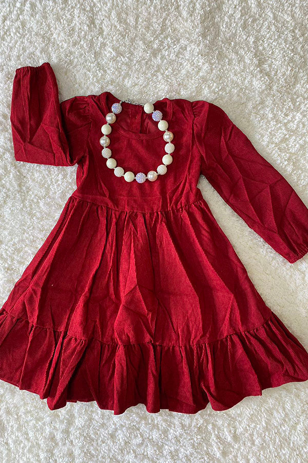 DLH2570 Red Long sleeve Swirl Dress