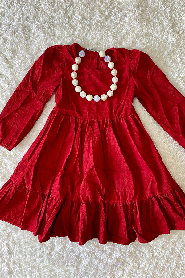 DLH2570 Red Long sleeve Swirl Dress