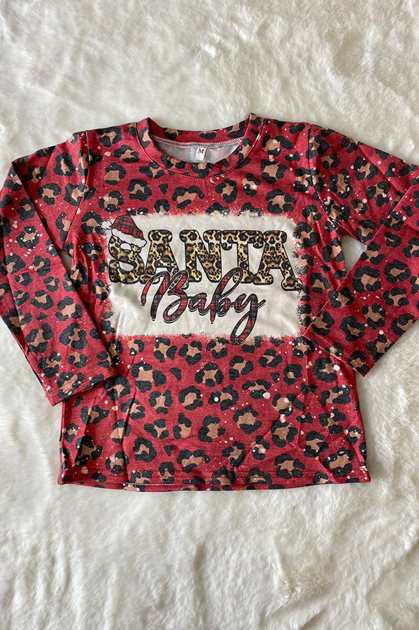 DLH2574 "Santa Baby" print long sleeve girls t-shirt