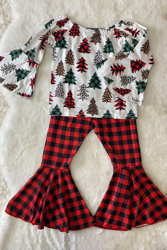 Kids Leopard & Plaid Christmas tree top bottom sets XCH0333-27H