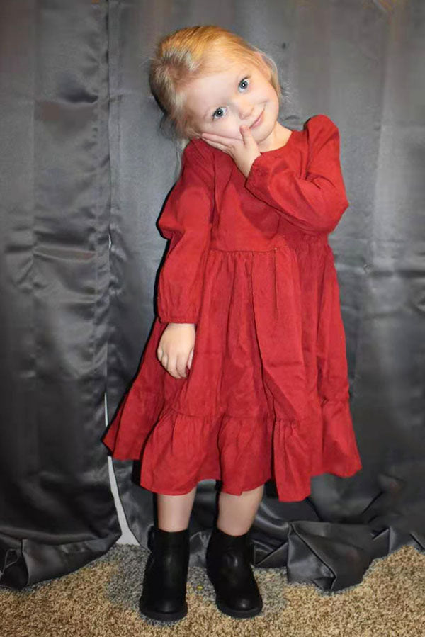 DLH2570 Red Long sleeve Swirl Dress