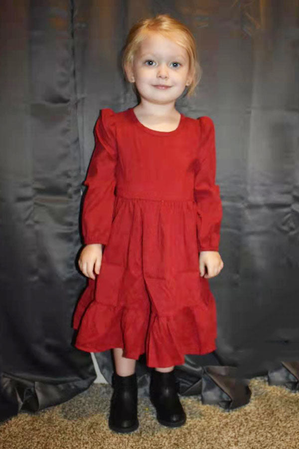 DLH2570 Red Long sleeve Swirl Dress