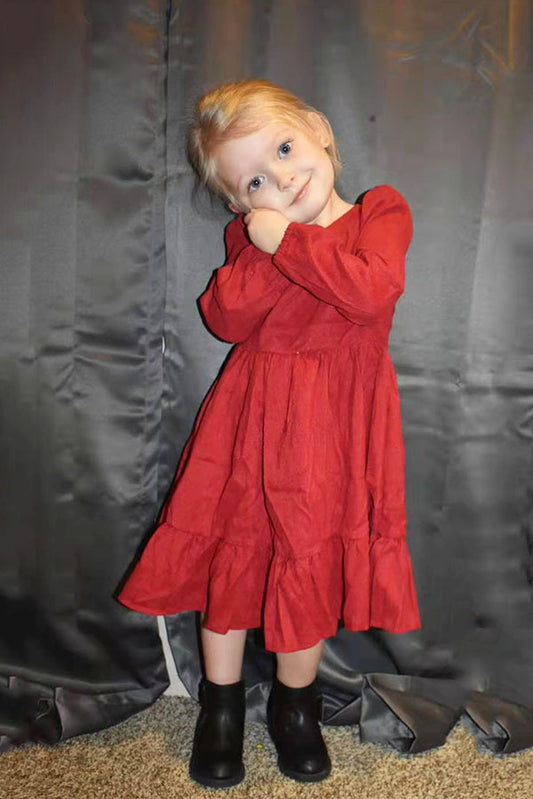 DLH2570 Red Long sleeve Swirl Dress