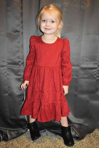 DLH2570 Red Long sleeve Swirl Dress