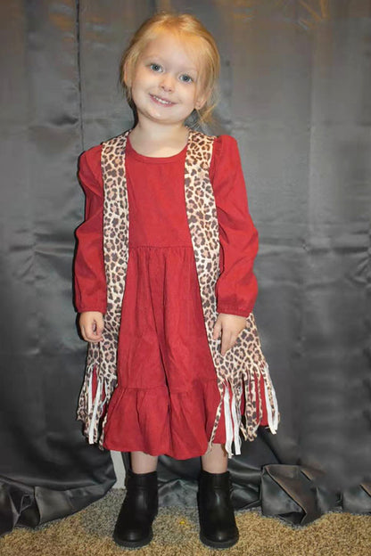 DLH2570 Red Long sleeve Swirl Dress