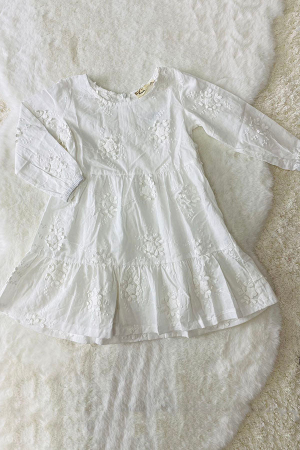 Western raised floral embroidery girls swirl boutique dress XCH0020-7H