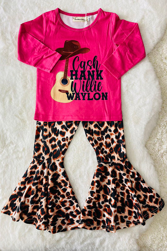 "CASH HANK/WILLIE WAYLON" hot pink 2pc set XCH0013-18H