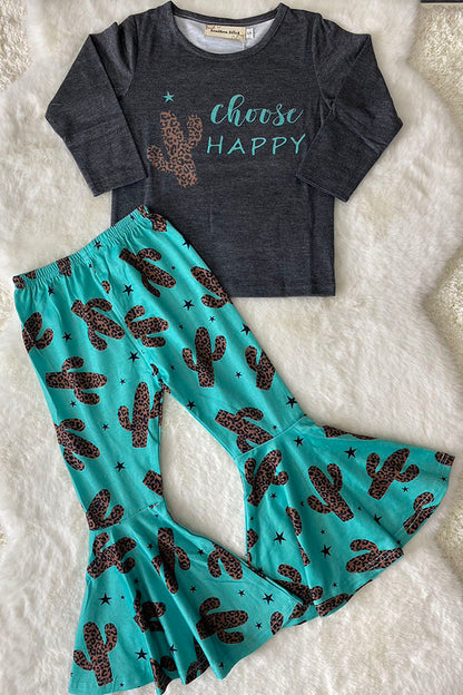 "CHOOSE HAPPY" cactus 2pc set XCH0015-1H