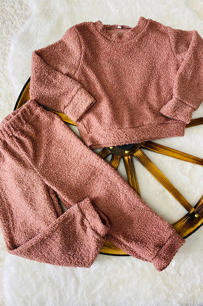 Mauve pink sherpa top bottom 2pc sets DLH2667
