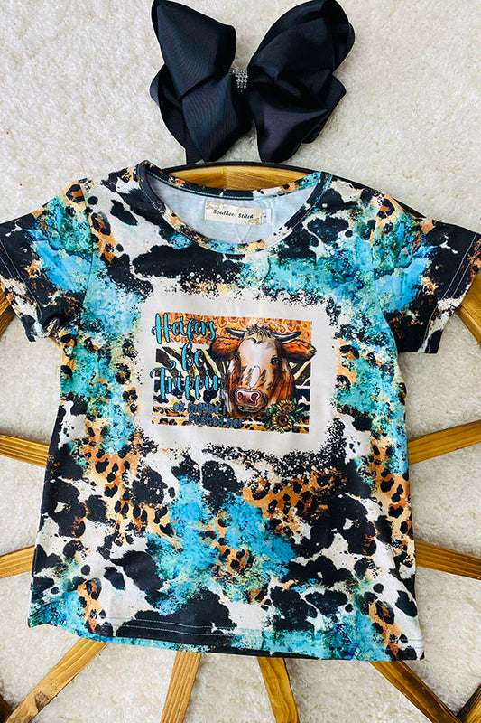 "Heifers be trippin'"cow & animal print short sleeve t-shirt XCH0722-18H