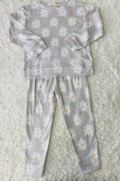 Daisy prints pullover sweatshirts & pant 2pc girls clothing sets BQ2406