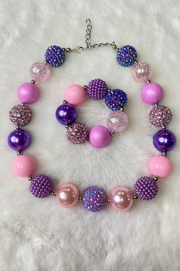 240344 Multi color bubble girls necklace & bracelet sets