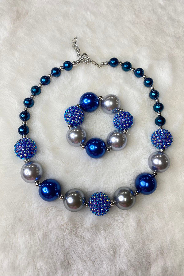 240337 Blue & Silver bubble girls necklace & bracelet sets