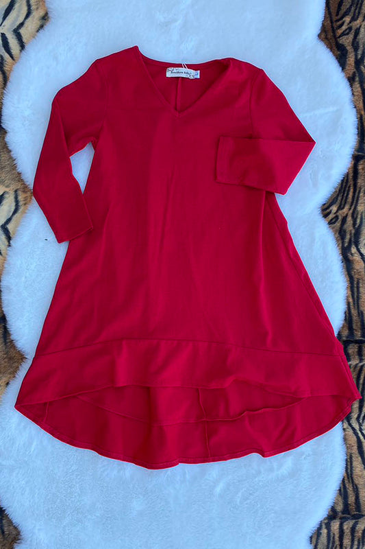 XCH0020-7H Red long style long sleeve girls dress