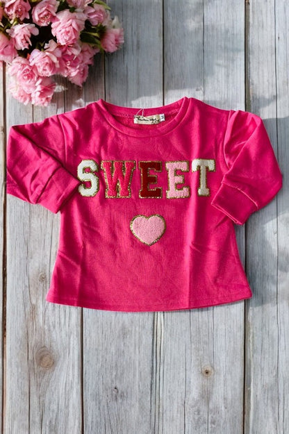 SWEET & heart embroidery pink sweatershirt XCH01001  A7S8